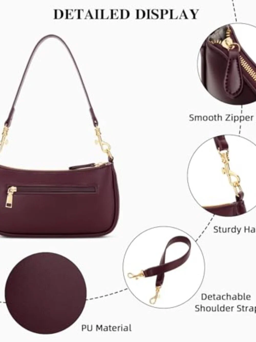 Vegan Leather Mini Shoulder Bag with Removable Strap